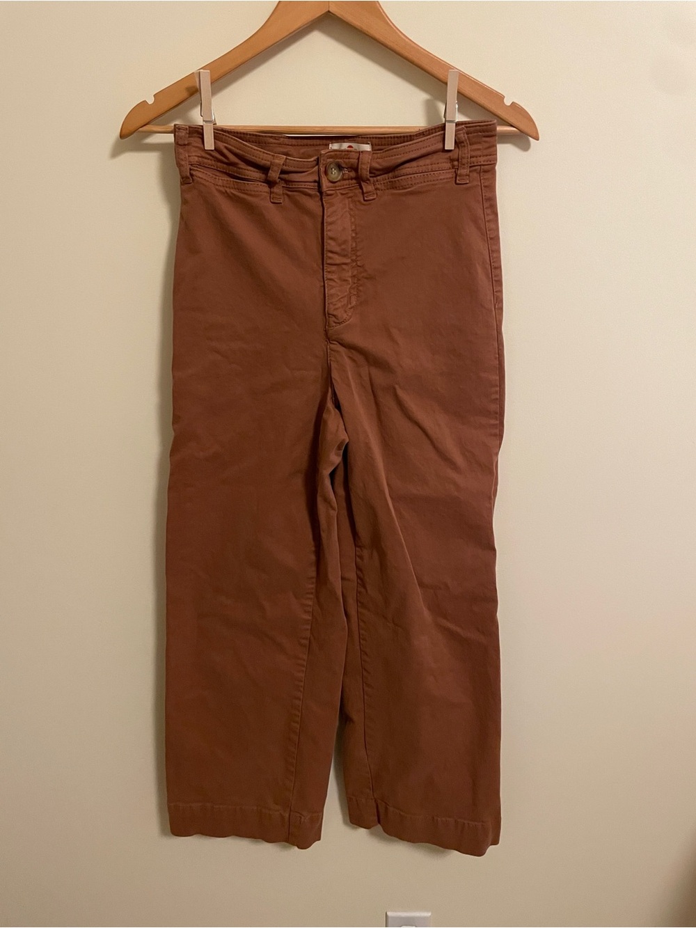 Marine Layer Women’s Rust Brown high waisted wide legged cropped pant